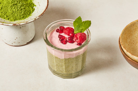 Matcha Chia Pudding with Berries and Yogurt